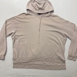 AllSaints Oversized Tor Hoodie Unisex S/M Beige Cotton Modal Lined Minimalist